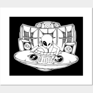 Rave Alien Vinyl DJ Mixing Producer Posters and Art